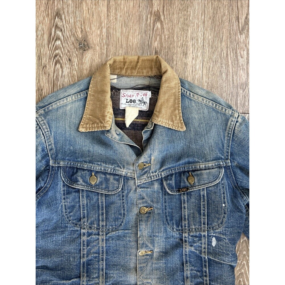 Vtg Lee Storm Rider 101-LJ Denim Jacket 40 R 60s-70s Union Made USA Wool Lined